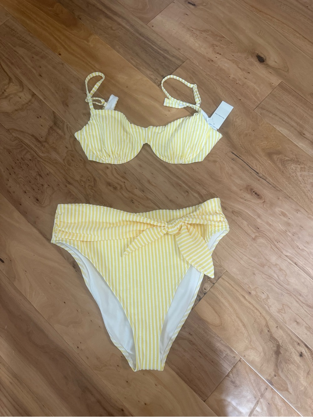 NWT Abercrombie Yellow Striped Two-Piece Bikini Set